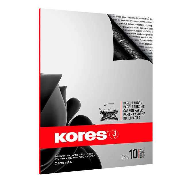 kores-kohlepapier-schwarz-f-r-schreibmaschine-din-a4-10-blatt-wiederverwendbar image 1