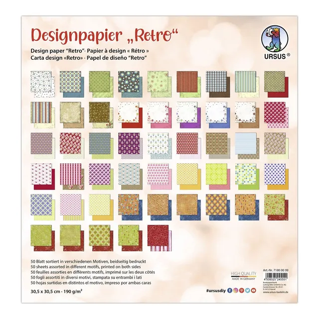 ursus-design-papier-retro-50-blatt-motiv-papier-30-5-x-30-5-cm-190-g-m image 1