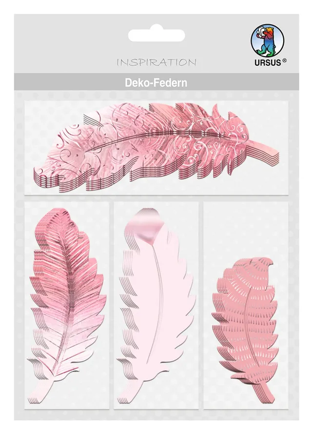 ursus-56480003f-deko-papierfedern-rosa-24-st-ck-mit-folienveredelung image 1
