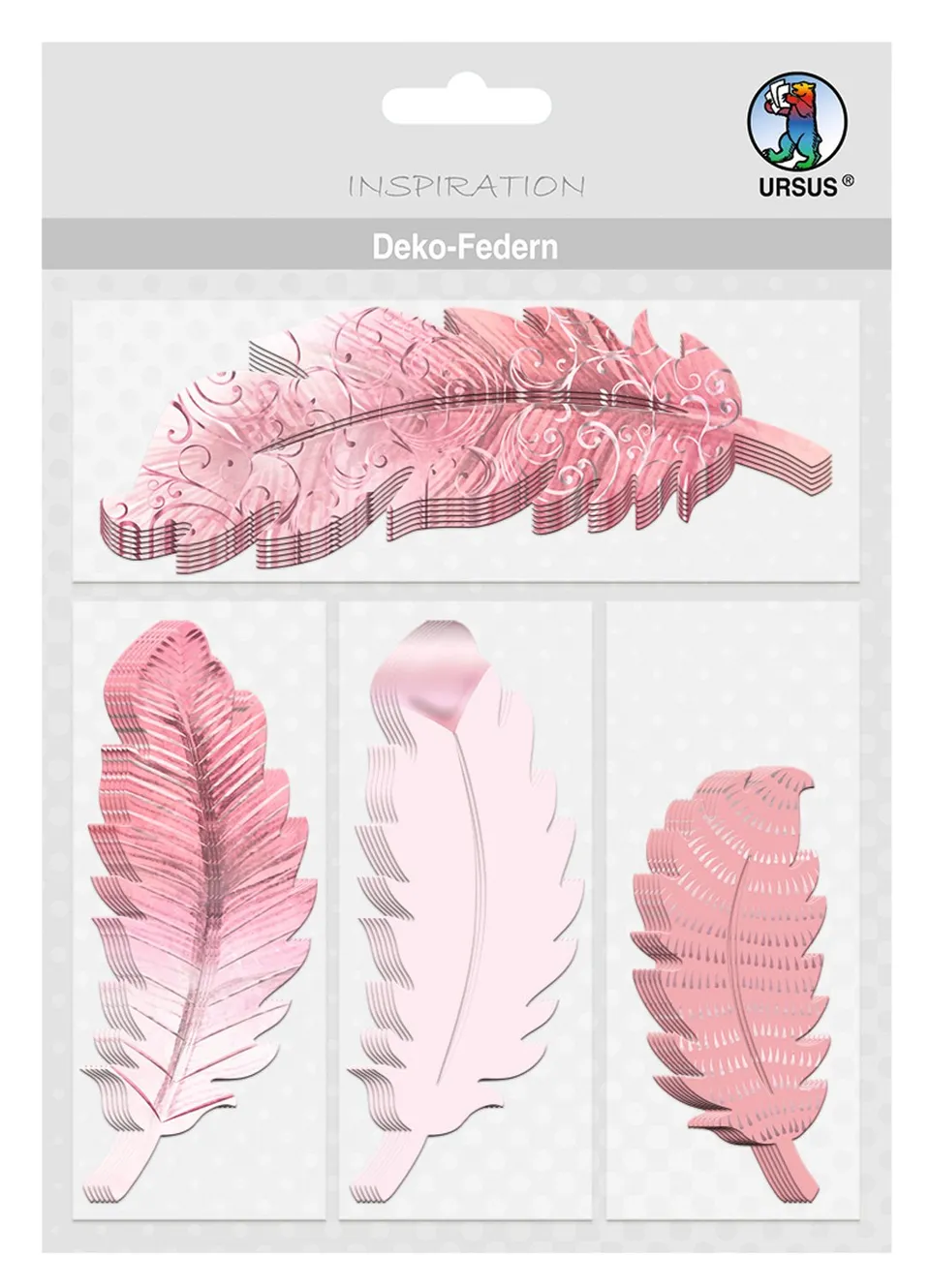 ursus-56480003f-deko-papierfedern-rosa-24-st-ck-mit-folienveredelung image 1