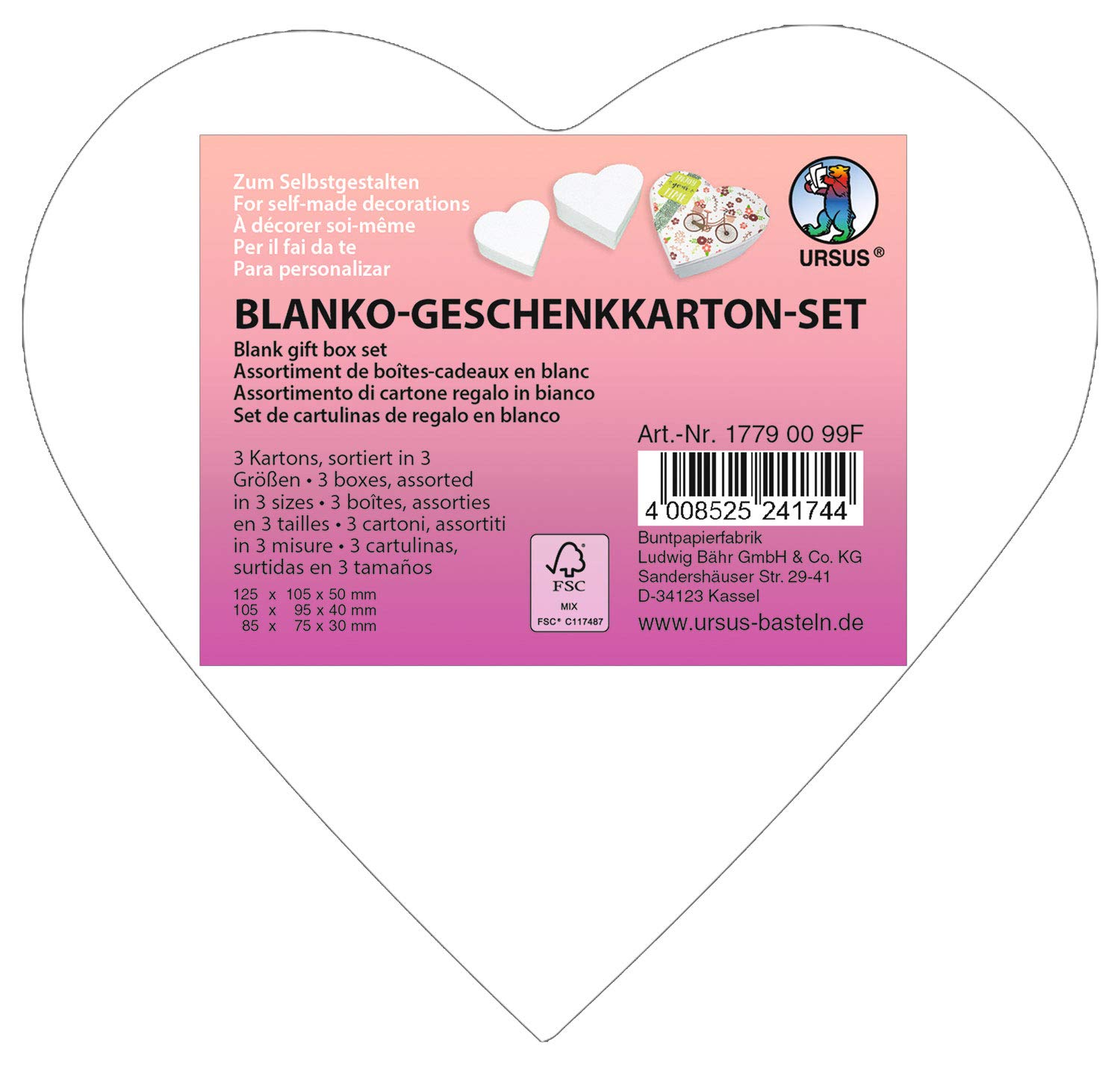 ursus-geschenkkartonset-mini-herz-blanko-3-kartons-wei-sortiert image 2