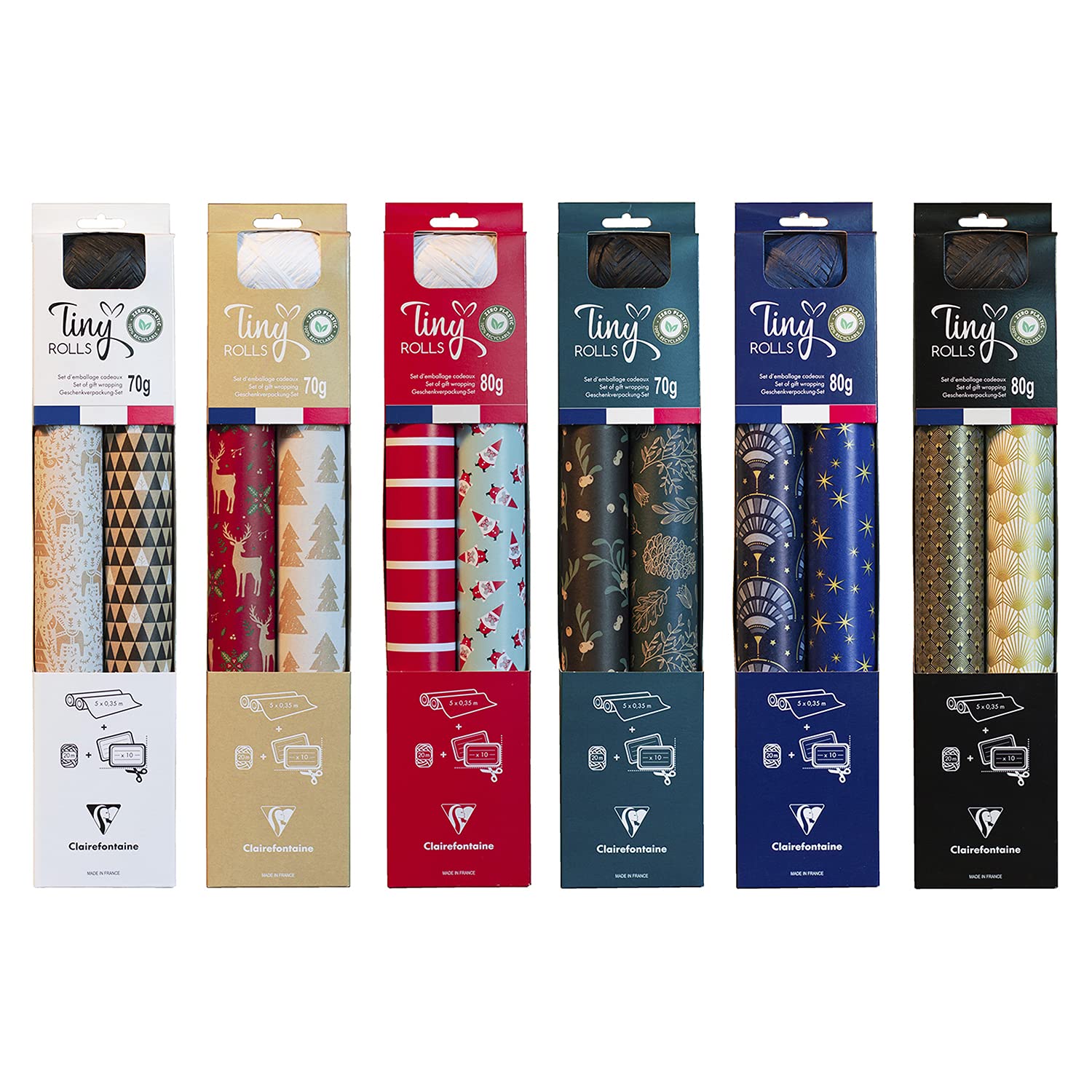 clairefontaine-tiny-rolls-geschenkpapier-set-kraft-wei-schwarz-mit-band-und-etik image 6