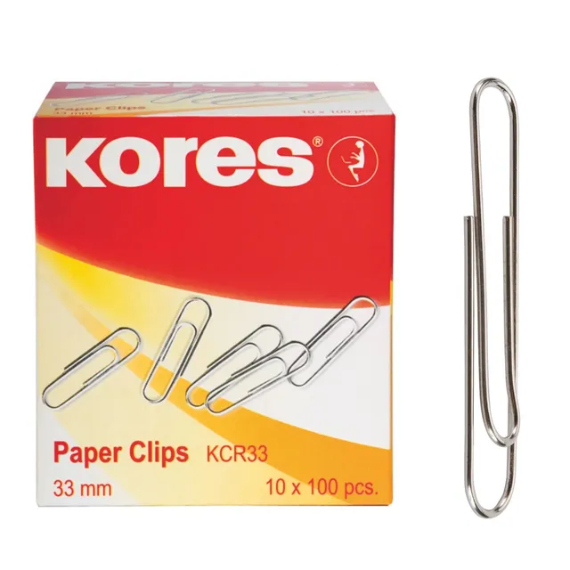 kores-metall-papierklammern-33-mm-verzinkt-1000-st-ck-10x100 image 1