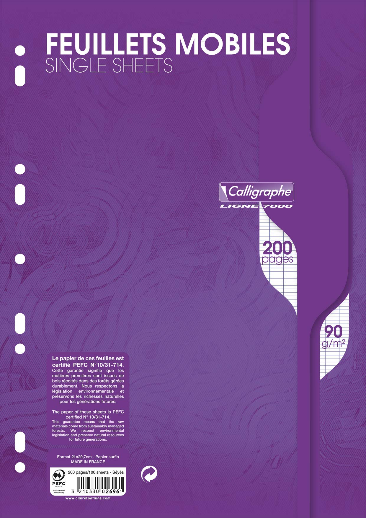 clairefontaine-calligraphe-2696c-ringbucheinlagen-a4-franz-sische-lineatur-90g-1 image 1