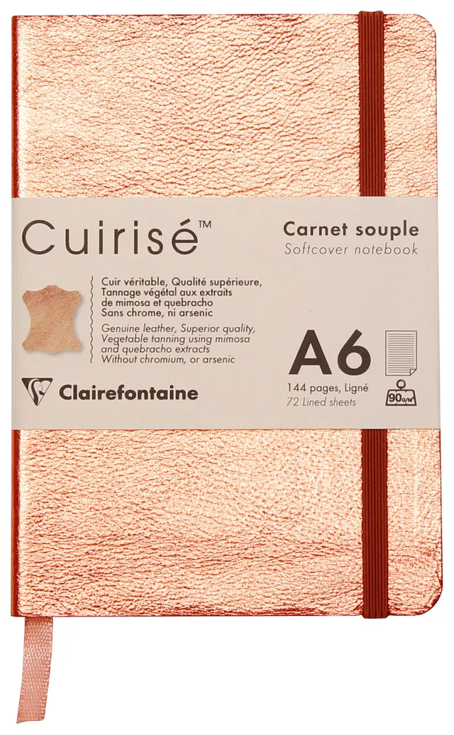 clairefontaine-age-bag-notizbuch-din-a6-kupfer-leder-softcover-blanko-144-blatt image 1