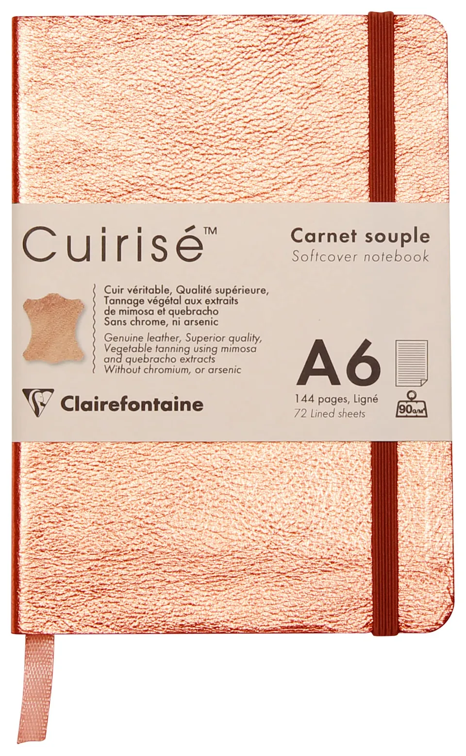 clairefontaine-age-bag-notizbuch-din-a6-kupfer-leder-softcover-blanko-144-blatt image 1