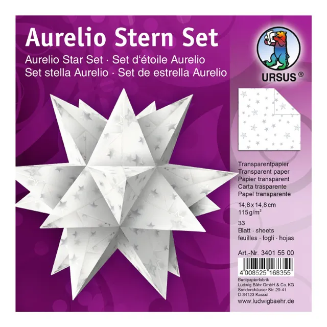 ursus-34015500-faltbl-tter-aurelio-stern-silver-stars-wei-silber-14-8x14-8-cm-33 image 1