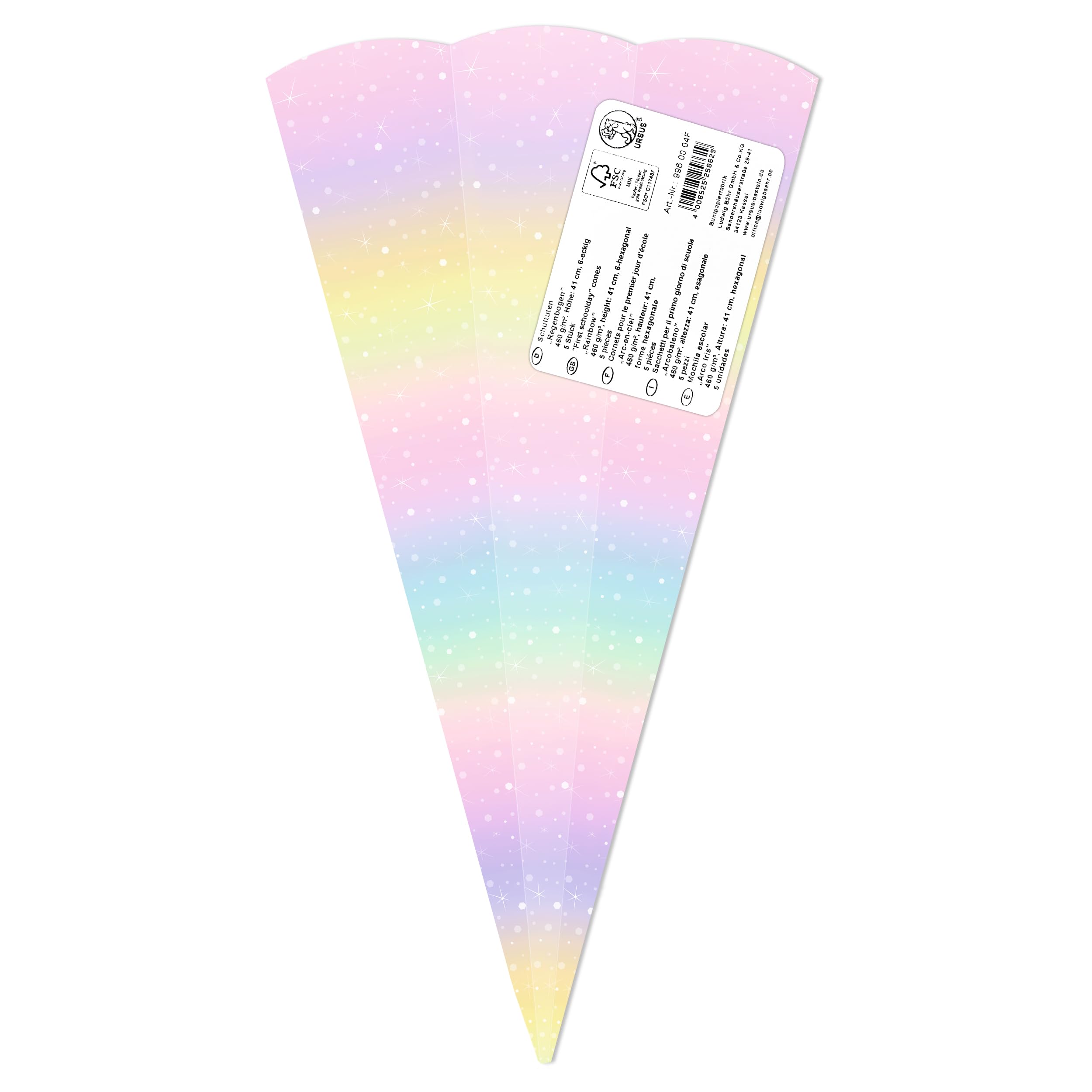 ursus-996-00-02f-schult-ten-regenbogen-5-st-ck-bastel-rohlinge-41-cm-6-eckig image 4