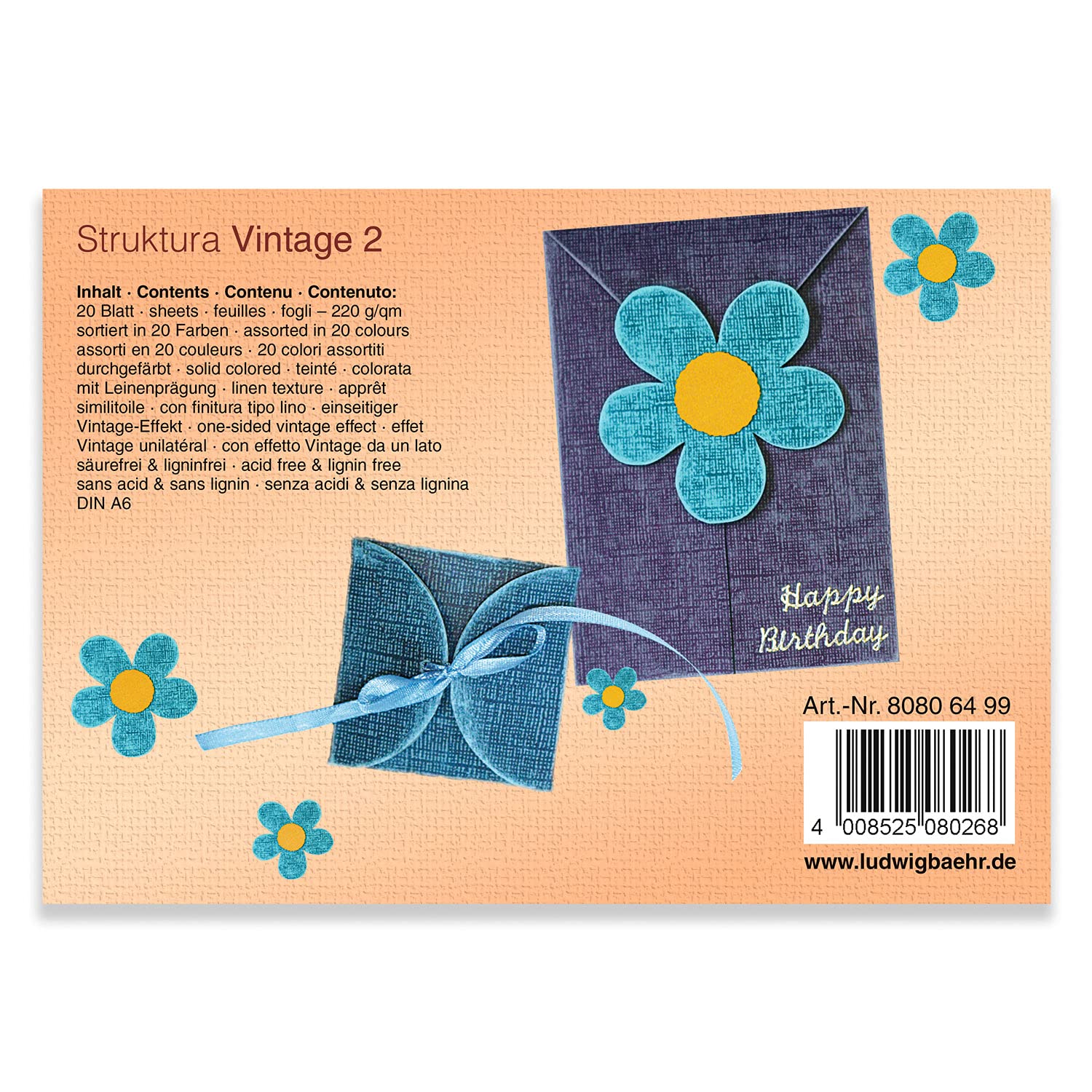 ursus-struktura-vintage-2-farbmix-bastelblock-din-a6-220-g-qm-60-blatt-in-20-far image 3