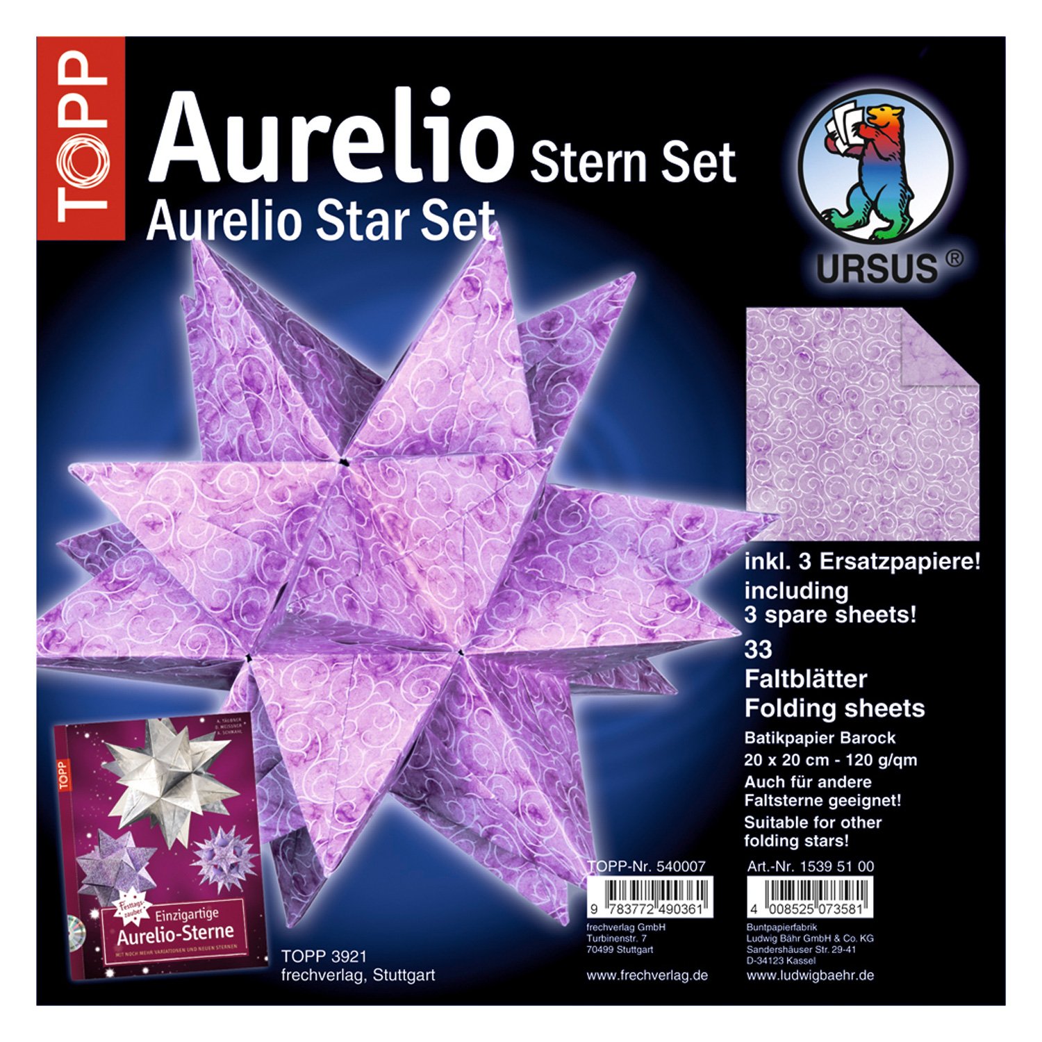 ursus-15405100-faltbl-tter-aurelio-stern-sternchen-rot-gold-33-blatt-20-x-20-cm- image 6
