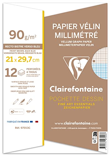 clairefontaine-97553c-millimeterpapier-a4-90g-12-bogen-4-fach-gelocht-wei image 8