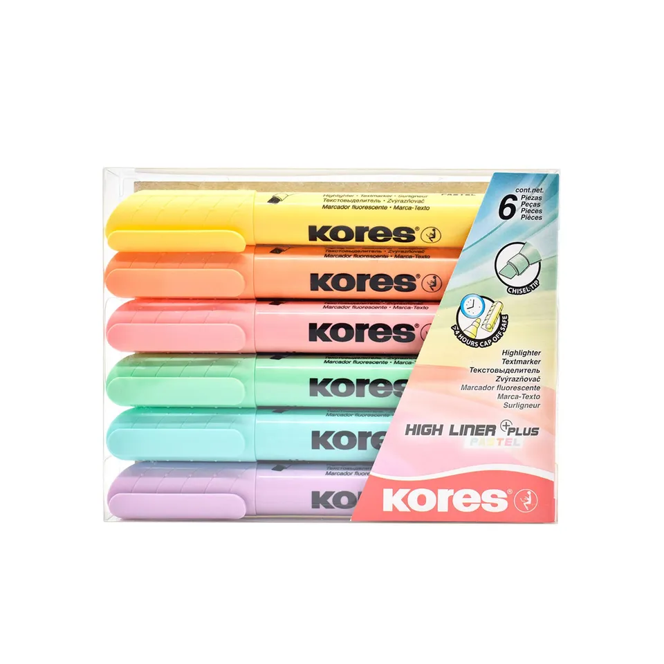 kores-high-liner-plus-pastell-textmarker-6er-set-keilspitze image 1