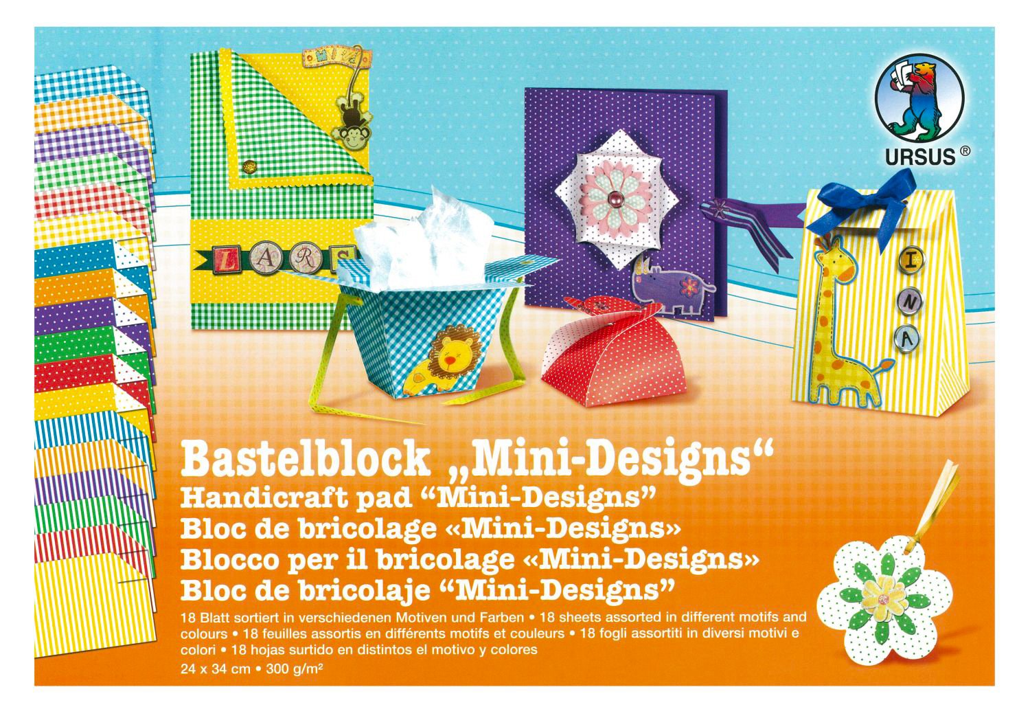 ursus-bastelblock-party-24x34-cm-16-blatt-300-g-m-beidseitig-bedruckt image 2