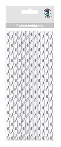 ursus-56850006-papierstrohhalme-mit-punkten-silber-gr-e-s-19-5-cm-24-st-ck image 2