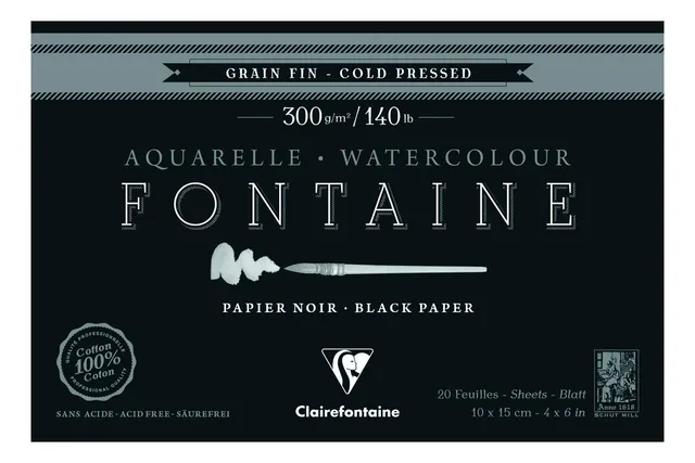clairefontaine-fontaine-malblock-10x15-cm-300g-schwarz-20-blatt-feine-k-rnung image 1