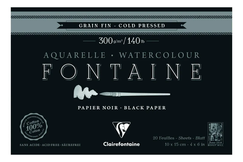 clairefontaine-fontaine-malblock-10x15-cm-300g-schwarz-20-blatt-feine-k-rnung image 1