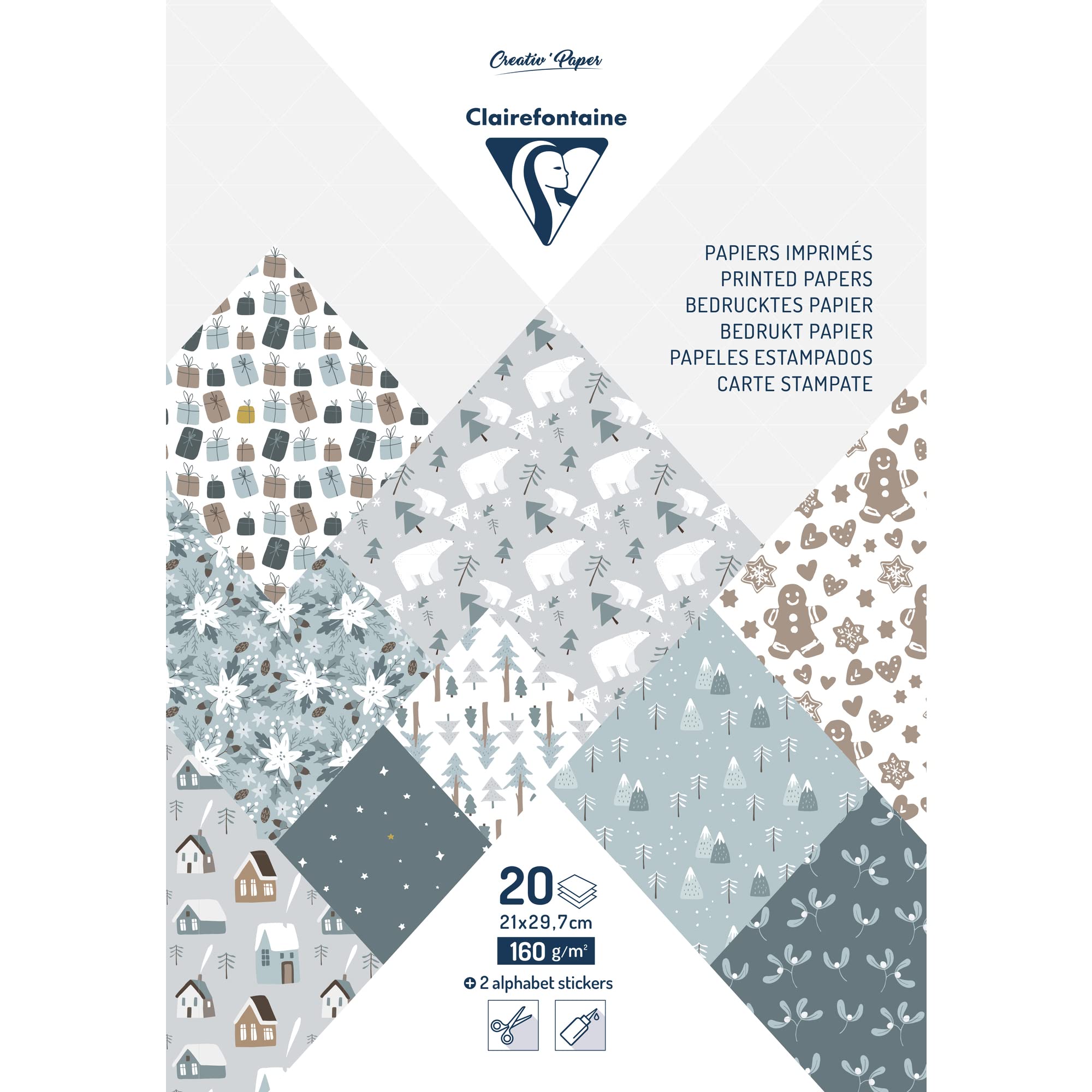 clairefontaine-polarweihnacht-bastelblock-din-a4-200-g-20-blatt-mit-stickern image 1