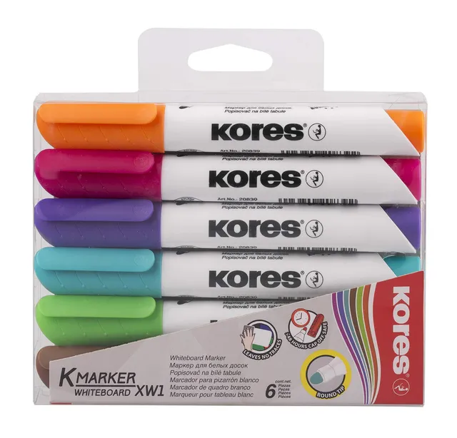 kores-k-marker-xw1-whiteboard-marker-rundspitze-6er-set-sortiert image 1