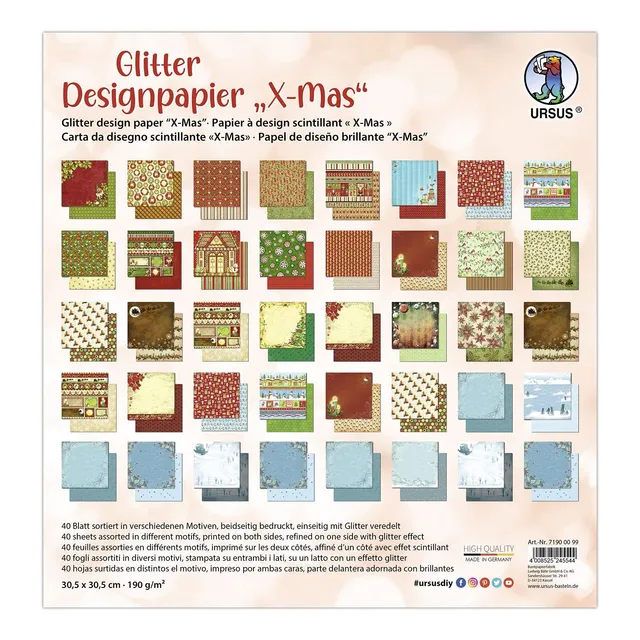 ursus-glitter-design-papier-x-mas-71900099-motiv-fotokarton-30-5-x-30-5-cm-190-g image 1