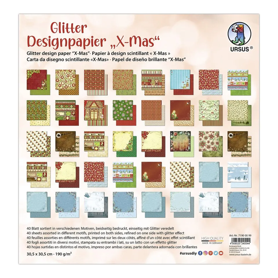 ursus-glitter-design-papier-x-mas-71900099-motiv-fotokarton-30-5-x-30-5-cm-190-g image 1