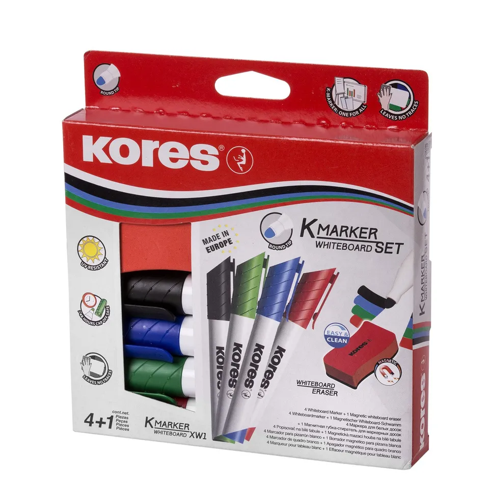 kores-k-marker-xw1-whiteboard-marker-4er-set-magnetl-schschwamm image 1