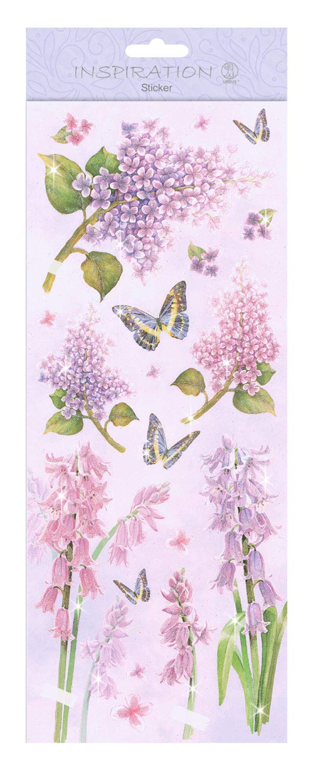 ursus-59700019-flat-sticker-flowers-flieder-selbstklebend-mit-glitter image 1
