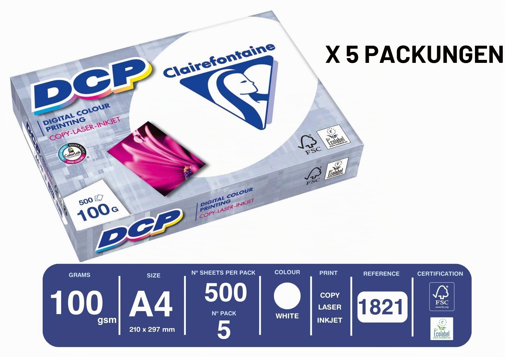 clairefontaine-1821c-dcp-druckerpapier-karton-din-a4-100g-extrawei-5-x-500-blatt image 3