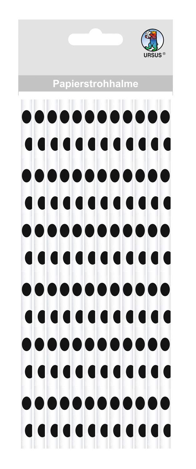 ursus-56750032-papierstrohhalme-punkte-schwarz-s-24-st-ck image 1