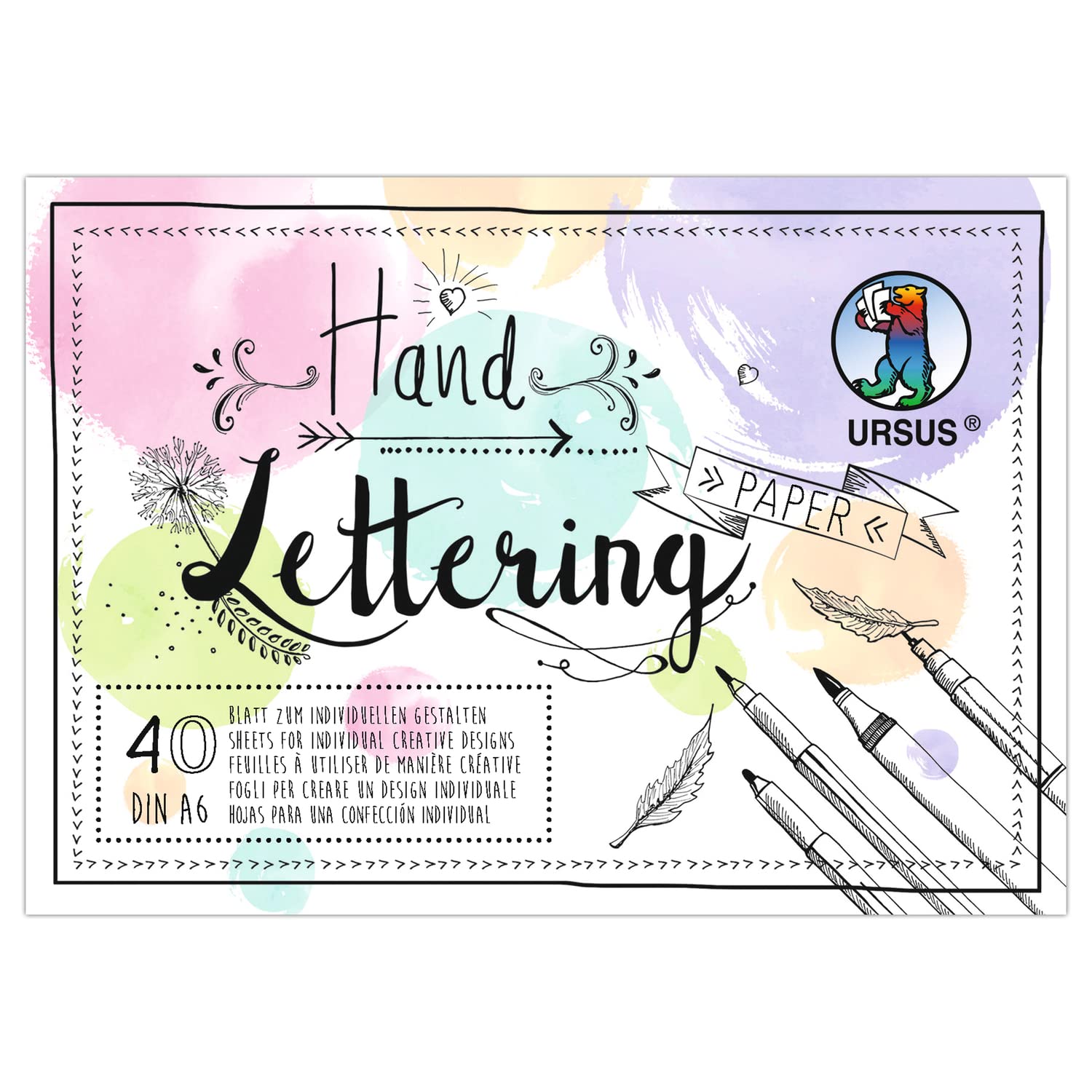 ursus-handlettering-papier-pastell-mix-24956499-din-a6-40-blatt-130-300-g-m image 1