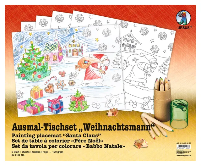ursus-ausmal-tischset-weihnachtsmann-24650000-5-blatt-33-x-40-cm image 1