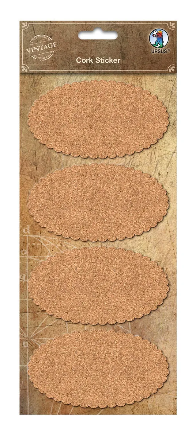 ursus-kork-sticker-oval-bogenlinie-selbstklebend-beschreibbar-12-x-26-cm image 1