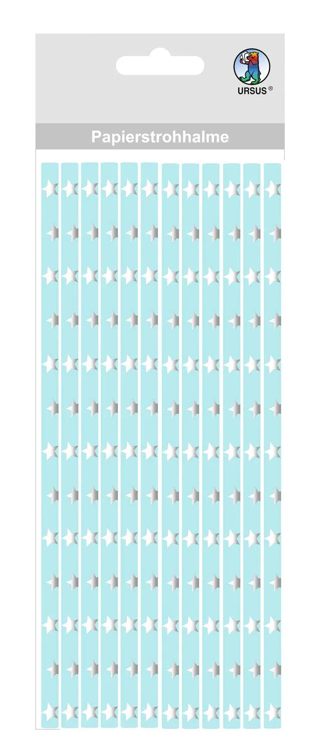 ursus-56760039-papierstrohhalme-mit-sternen-hellblau-gr-e-m-19-5-cm-16-st-ck image 1