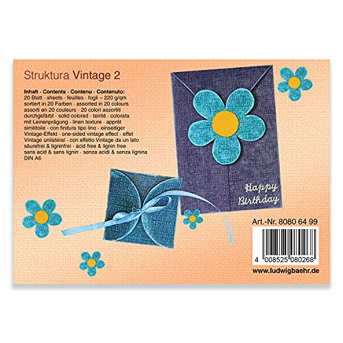 ursus-struktura-vintage-2-farbmix-bastelblock-din-a6-220-g-qm-60-blatt-in-20-far image 6