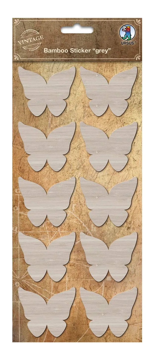 ursus-41040002-bambus-sticker-grau-schmetterling-beschreibbar-12-x-26-cm image 1
