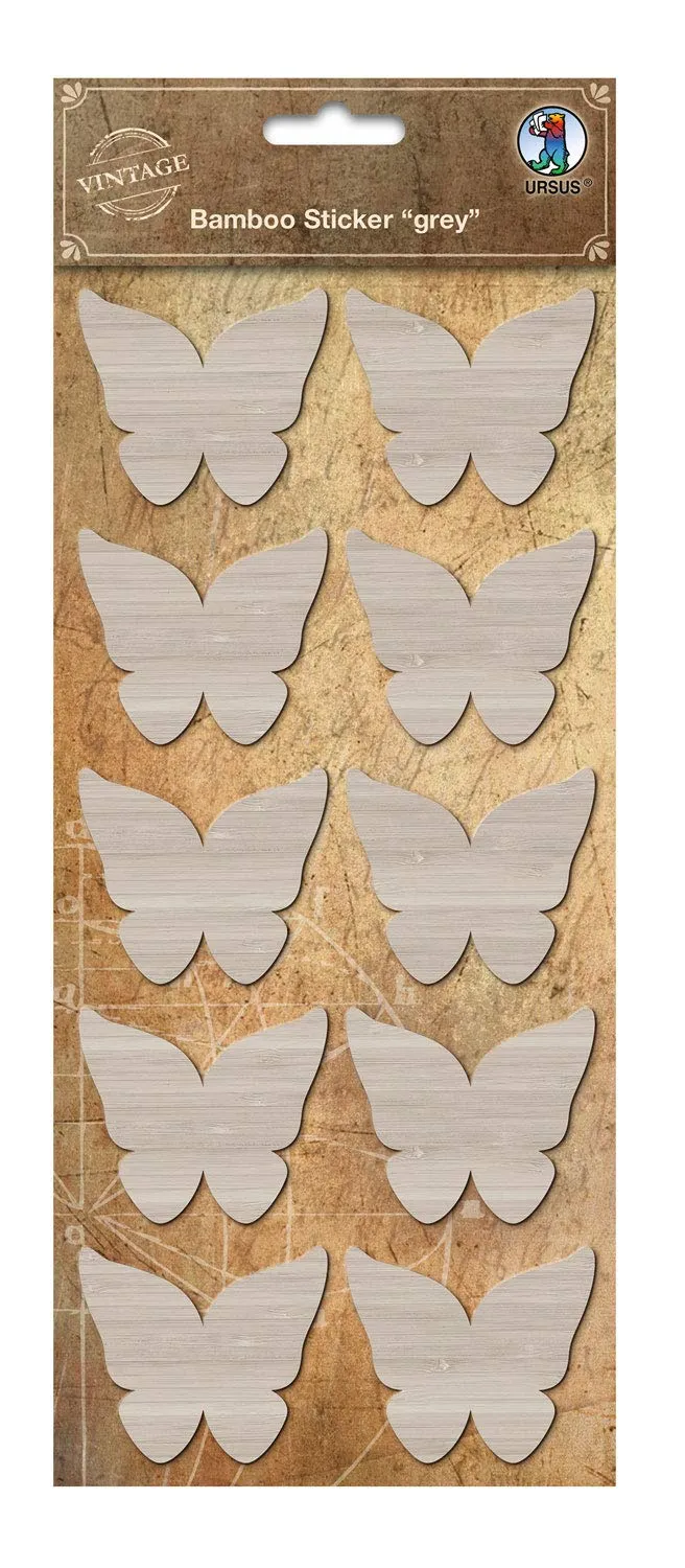 ursus-41040002-bambus-sticker-grau-schmetterling-beschreibbar-12-x-26-cm image 1