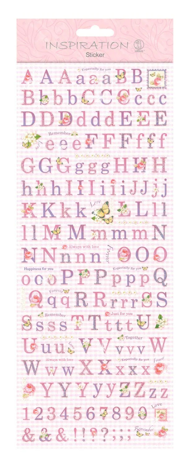 ursus-59700005-flat-sticker-letters-rosa-selbstklebend-mit-glittereffekt image 1