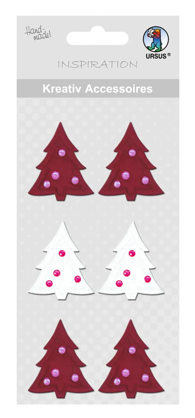 ursus-56400062-kreativ-accessoires-weihnachtsb-ume-sticker-rot-wei-6-st-ck image 1