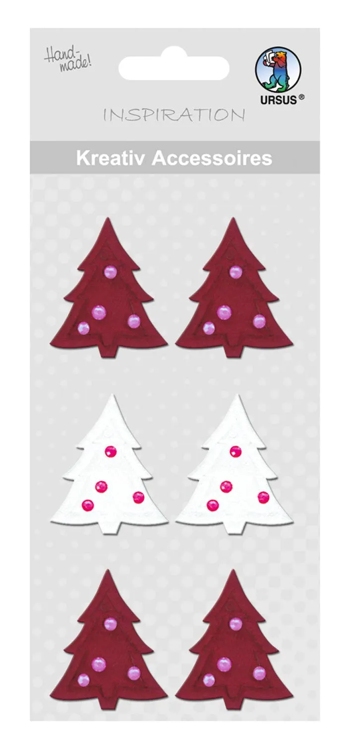 ursus-56400062-kreativ-accessoires-weihnachtsb-ume-sticker-rot-wei-6-st-ck image 1