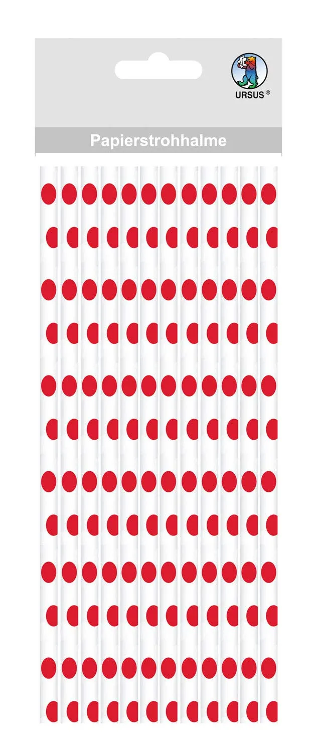 ursus-papierstrohhalme-mit-punkten-rot-gr-e-l-19-5-cm-x-1-cm-12-st-ck image 1