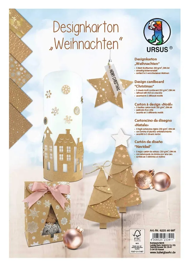 ursus-62254699f-designkarton-weihnachten-a4-250-g-qm-5-motive image 1