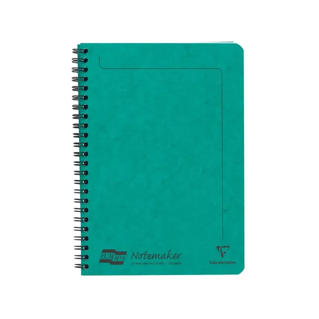 clairefontaine-europa-notemaker-spiralheft-14-8x21-cm-60-blatt-liniert-90g-gr-n image 1