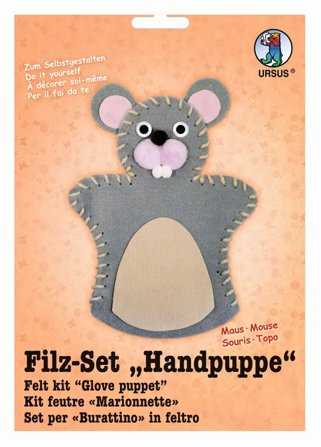 ursus-filzset-handpuppe-maus-ca-20cm-zum-n-hen-und-basteln image 1