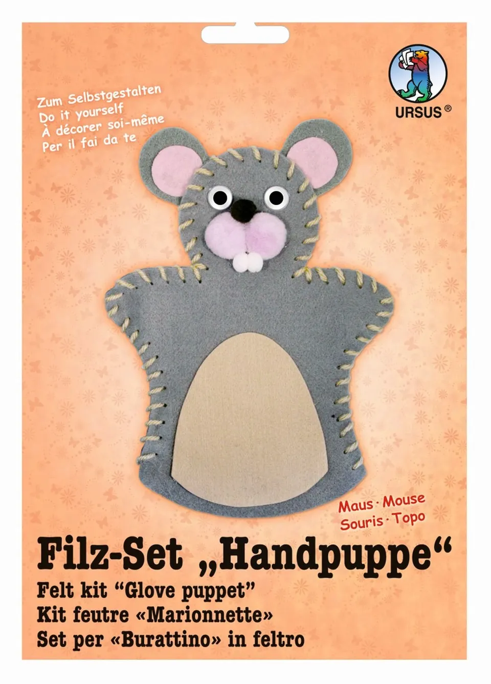 ursus-filzset-handpuppe-maus-ca-20cm-zum-n-hen-und-basteln image 1
