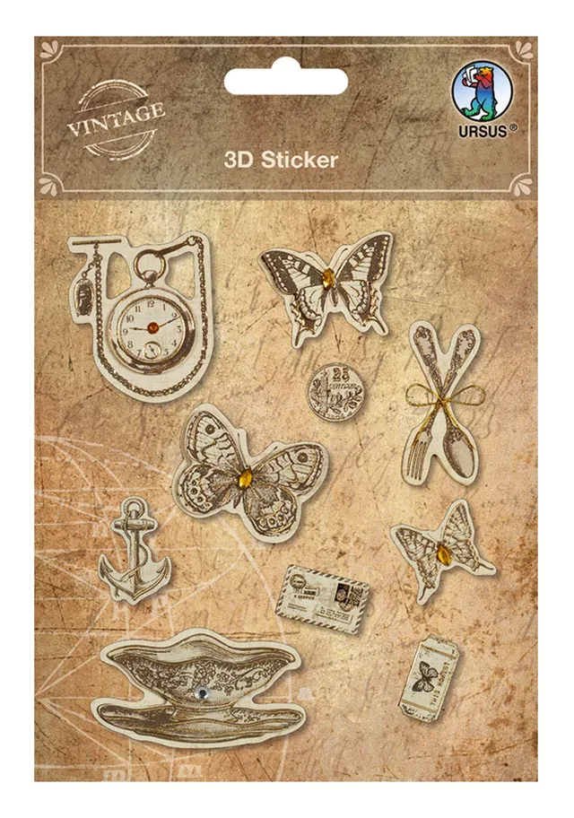 ursus-40540003-3d-sticker-butterfly-vintage-selbstklebend image 1