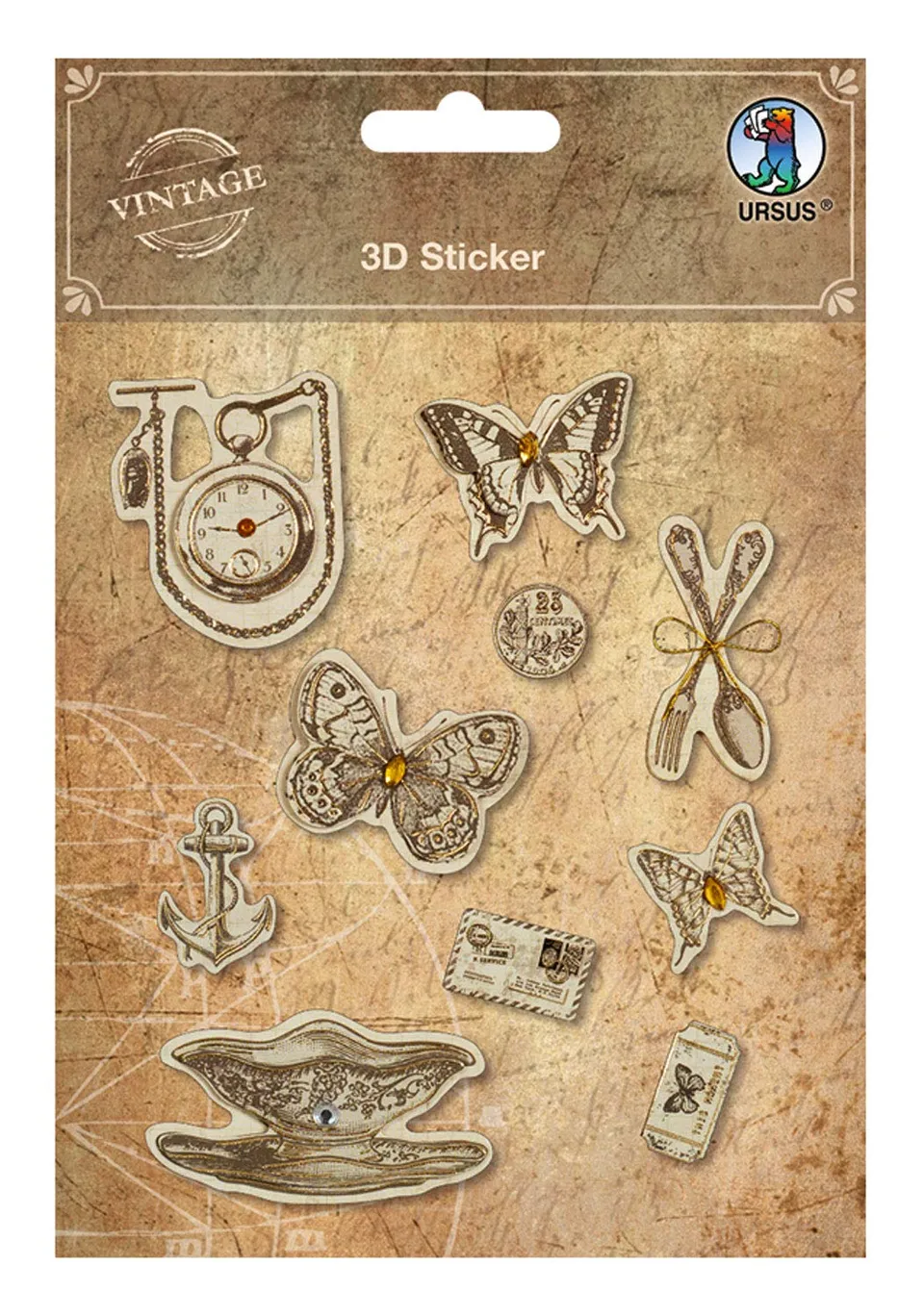ursus-40540003-3d-sticker-butterfly-vintage-selbstklebend image 1