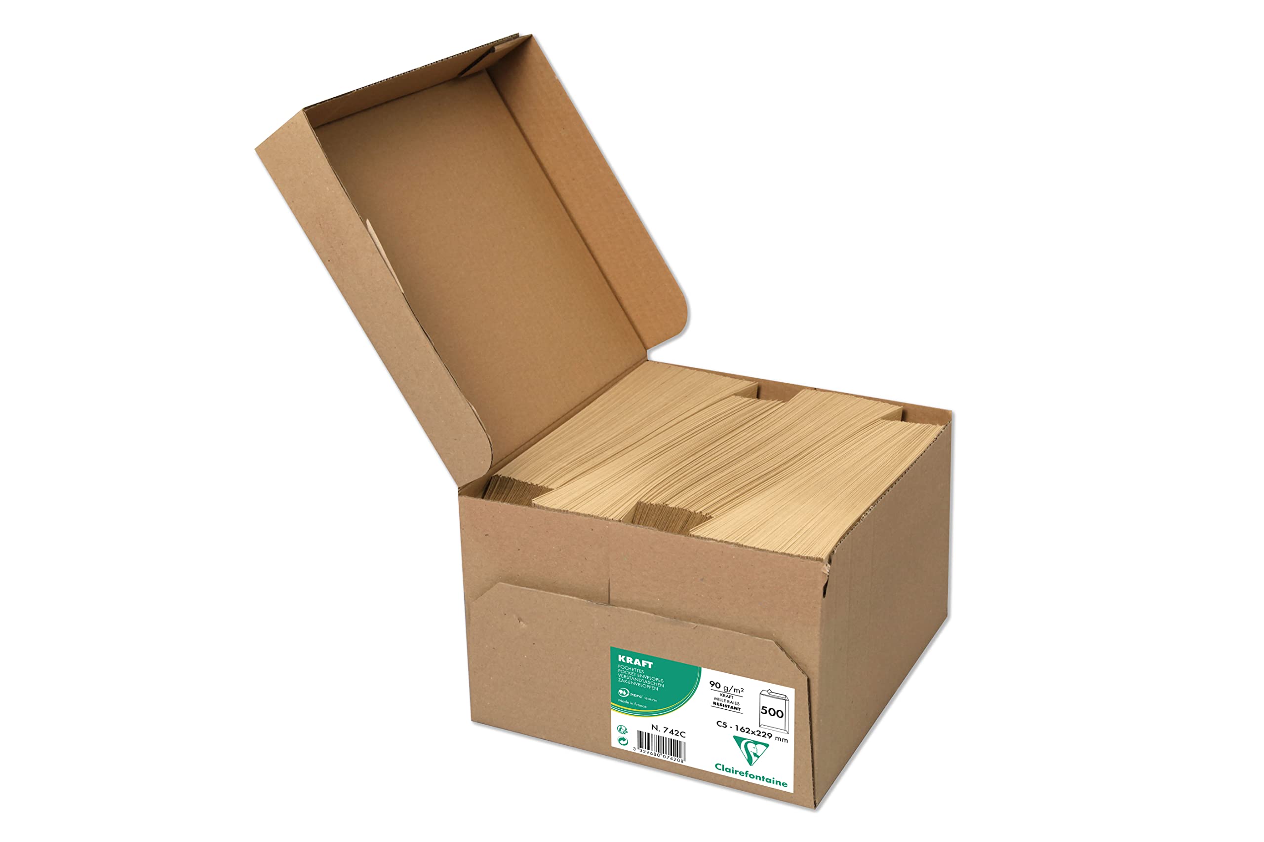 clairefontaine-742c-versandtaschen-c5-162x229-mm-kraftbraun-90g-500-st-ck image 2
