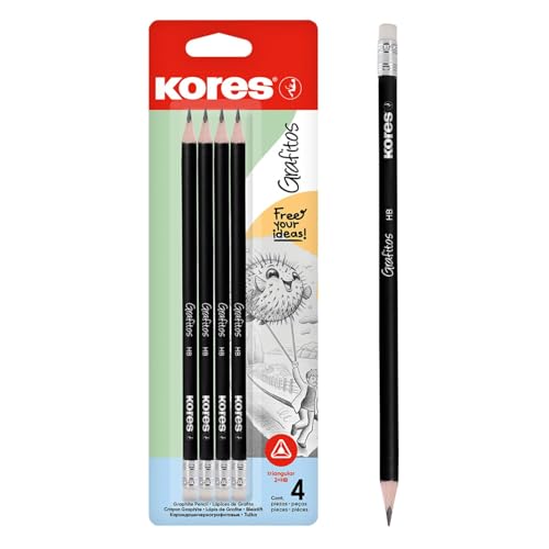 kores-grafitos-bleistift-hb-dreieckig-mit-radierer-4-st-ck image 4