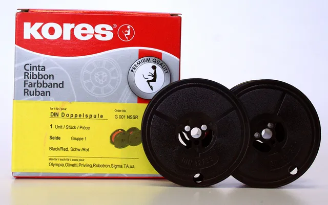 kores-schreibmaschinenfarbband-seide-schwarz-rot-din-doppelspule image 1