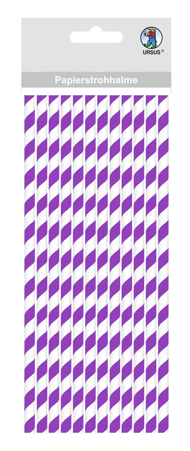 ursus-56770011-papierstrohhalme-mit-streifen-lila-gr-e-l-19-5-cm-12-st-ck image 1
