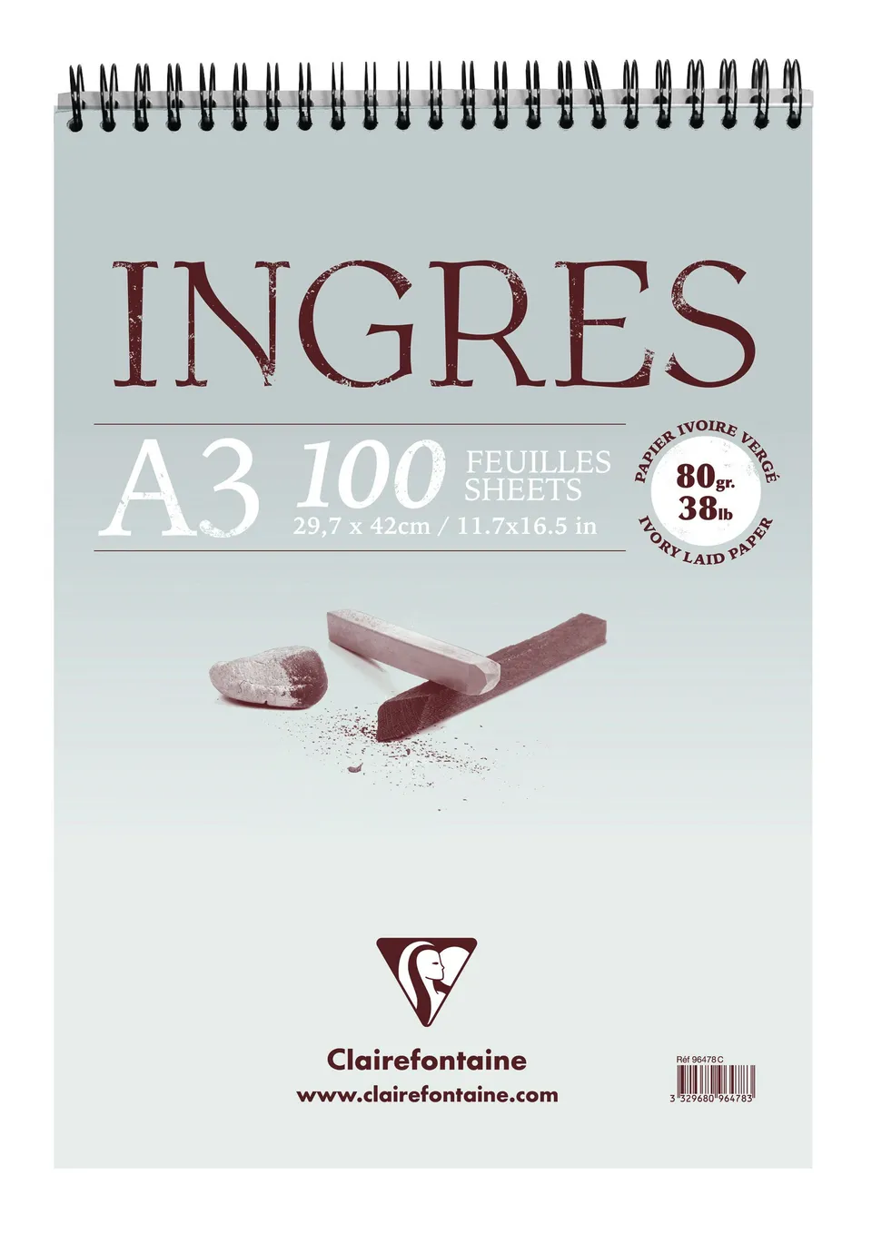 clairefontaine-96478c-zeichenblock-ingres-din-a3-29-7x42cm-100-b-gen-80g-wei-mit image 1